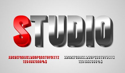 studio font set collection letters and numbers vector image