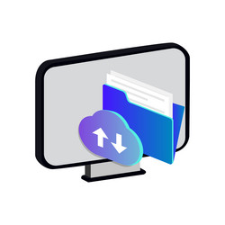 3d object monitor with file backup design vector image