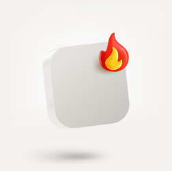 empty white button with flame symbol 3d icon vector