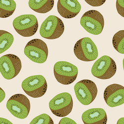 Hand drawn seamless pattern with kiwifruit vector