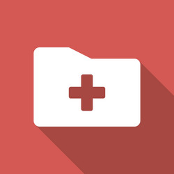 Medical folder flat square icon with long shadow vector