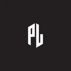pl logo monogram with hexagon shape style design vector image