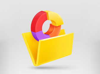 3D Yellow Folder with Pie Chart vector image