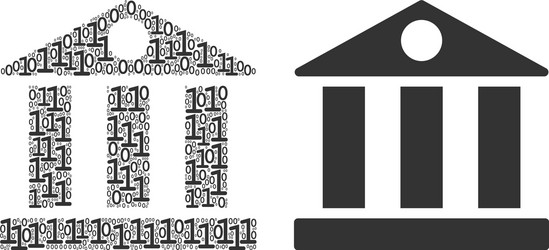 bank building mosaic of binary digits vector