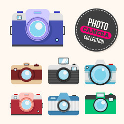 camera flat set vector