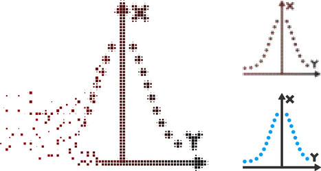disintegrating pixel halftone gauss plot icon vector image