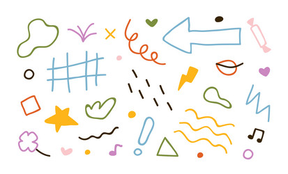 doodle scribble abstract elements simple shapes vector image