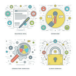 flat line consulting interview data storage vector image