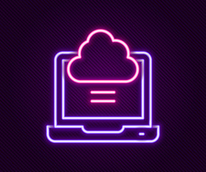 Glowing neon line network cloud connection icon vector