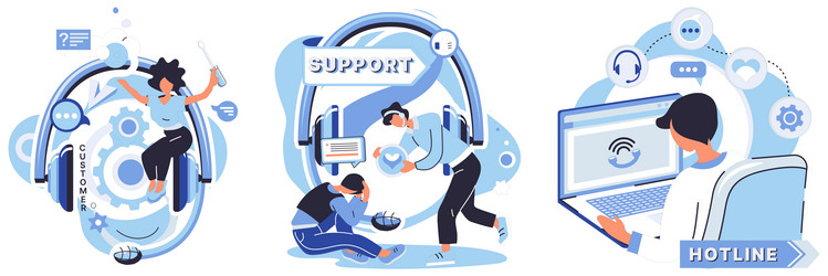 help desk in vast cyberspace stands vector image