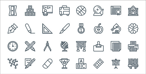 School line icons linear set quality vector