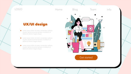 ux and ui designer web banner or landing page app vector image