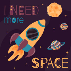 background with rocket planets and moon vector image
