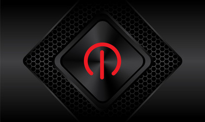 Red Hexagon Power Button - Metallic Mesh vector image