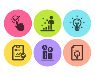 Report checklist ab testing and stats icons set vector