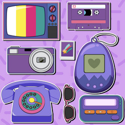 retro objects and elements set vector image