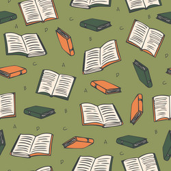 seamless pattern with books and lettrs design vector image