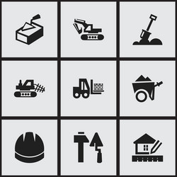 set of 9 editable building icons includes symbols vector image