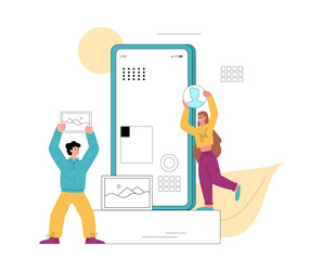 designers teamwork creates website interface flat vector image
