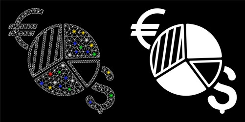 flare mesh wire frame currency pie chart icon vector image