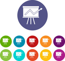flip chart with statistics set icons vector image