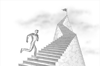 man running up the stairs career path digital vector image