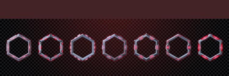 realistic set of sci fi game frame with red light vector image