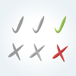 set of 3 check mark and cross icons vector image