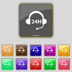 support 24 hours icon sign set with eleven colored vector image