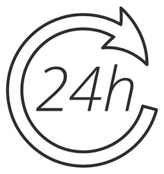 24 hours working service line icon with round vector image