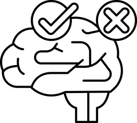 a brain with check mark on it and an x vector image