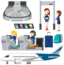 Airport element and people set vector