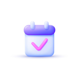 Calendar check mark 3d with vector