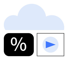 cloud with percentage and play button representing vector image