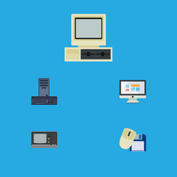 flat icon laptop set of display processor vector image