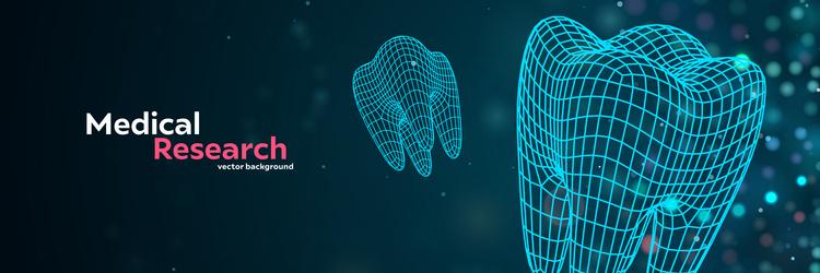 futuristic wireframe tooth on digital tech vector image