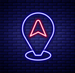glowing neon line map pointer with taxi car icon vector image