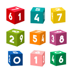 Set of colorful toy bricks with numbers vector