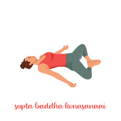 Woman in Supta Baddha Konasana Yoga Pose Vector Image