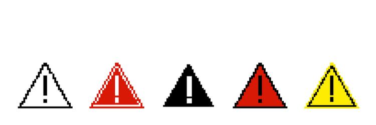 8 bit caution triangle road sign icon Vector Image