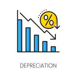 depreciation color line icon with decline graph vector image