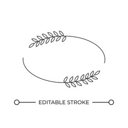 ellipse border with laurel twigs line icon vector image