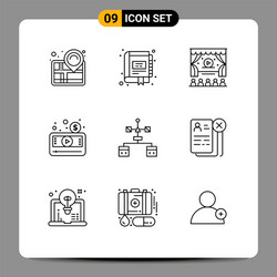 Pack 9 modern outlines signs and symbols vector