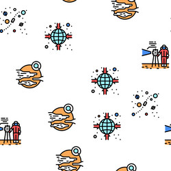 Space base new home seamless pattern vector