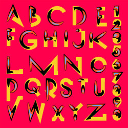 abstract colorful font and alphabet vector image
