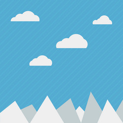 Clouds and mountains background flat web vector