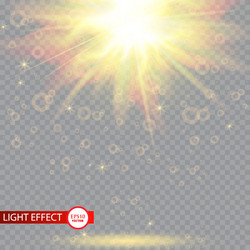 Lens flare light effect sun rays with beams vector