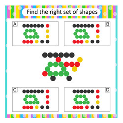 logic puzzle for children find the correct set vector image
