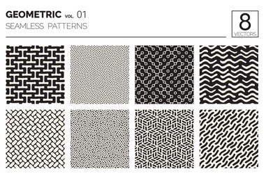 minimal geometric seamless patterns set vector image