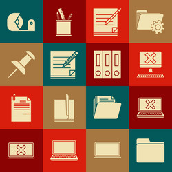 set document folder laptop and cross mark vector image